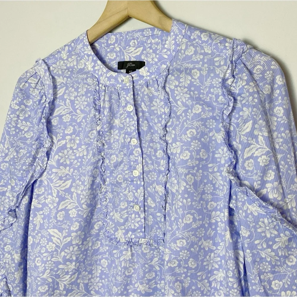 J. Crew Ruffle Sleeve Floral Print Popover Top